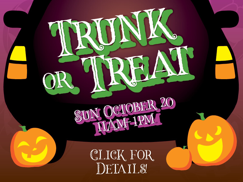 Boo Arrow Farm Trunk or Treat • Sunday, October 20 • 11am–1pm • Click for details!